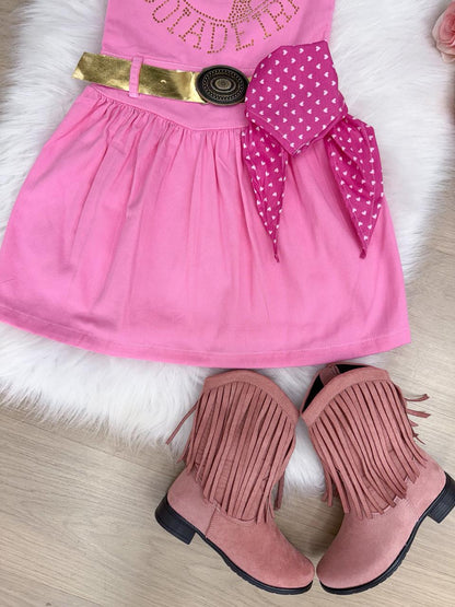 Vestido Blogueirinha Boiadeira do Sertão Rosa