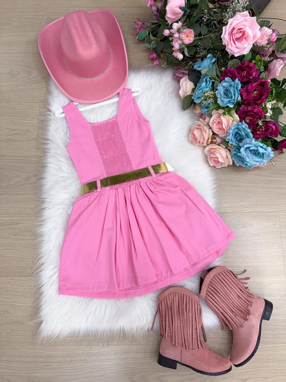 Vestido Blogueirinha Boiadeira do Sertão Rosa