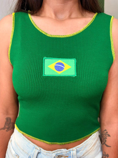Cropped em Anarruga Regata Fru-Fru Brasil Ref. 1890