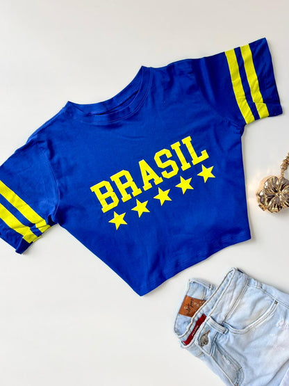 T-Shirt Cropped Estampada Brasil Ref. 1900