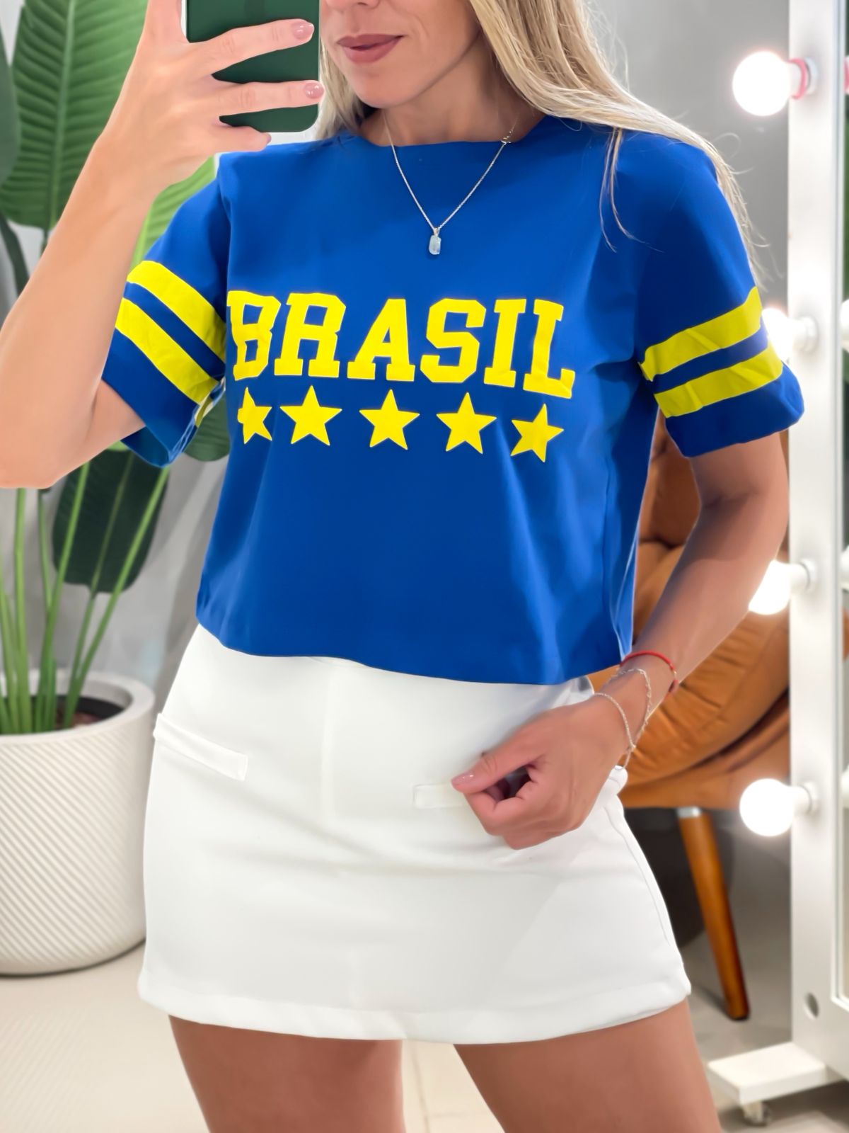 T-Shirt Cropped Estampada Brasil Ref. 1900